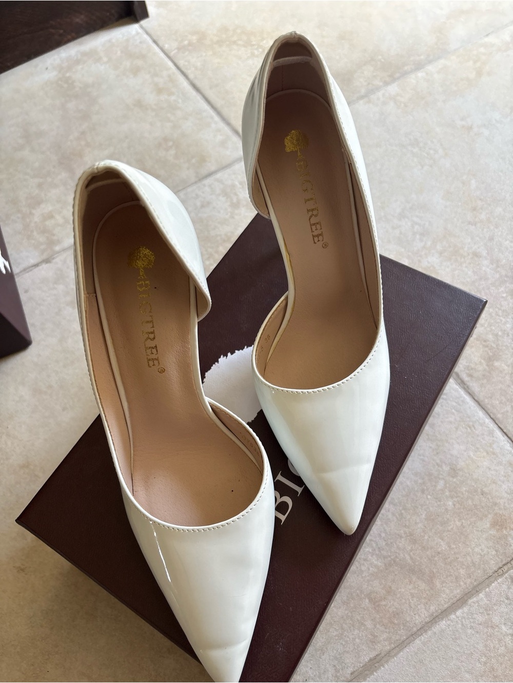White Patent Pointed-Toe D'Orsay Pumps - Women's